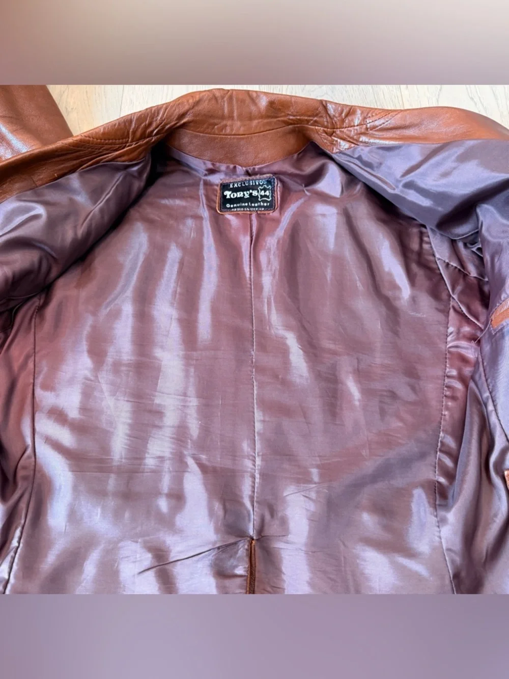 Vintage Tony’s Genuine Brown Leather Jacket Made in Mexico 70s Wide Lapel Unisex